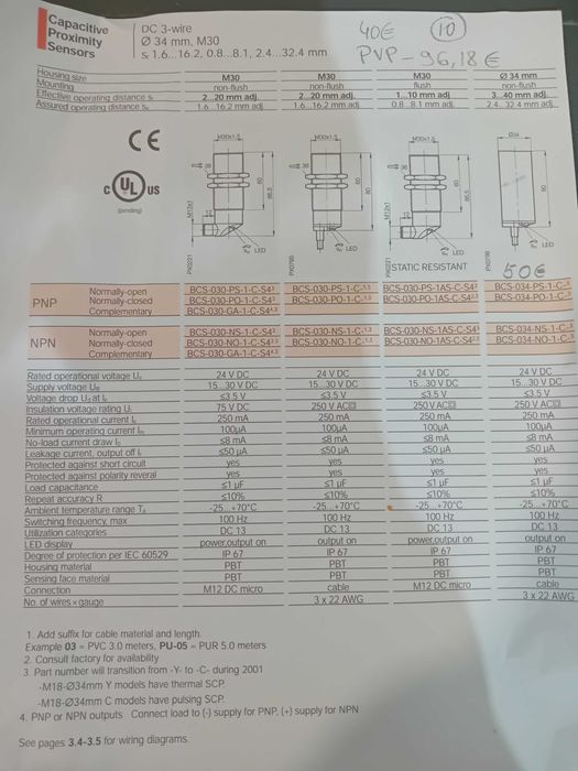 Sensor Capacitivo Regulável  30mm pnp 24vdc BALLUFF