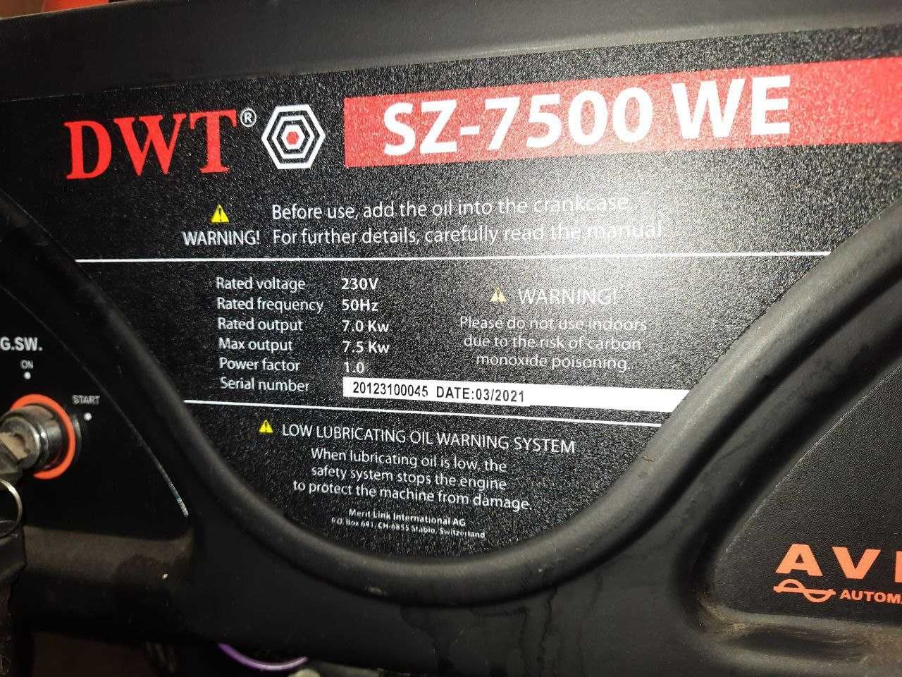 Бензиновий генератор DWT SZ-7500WE