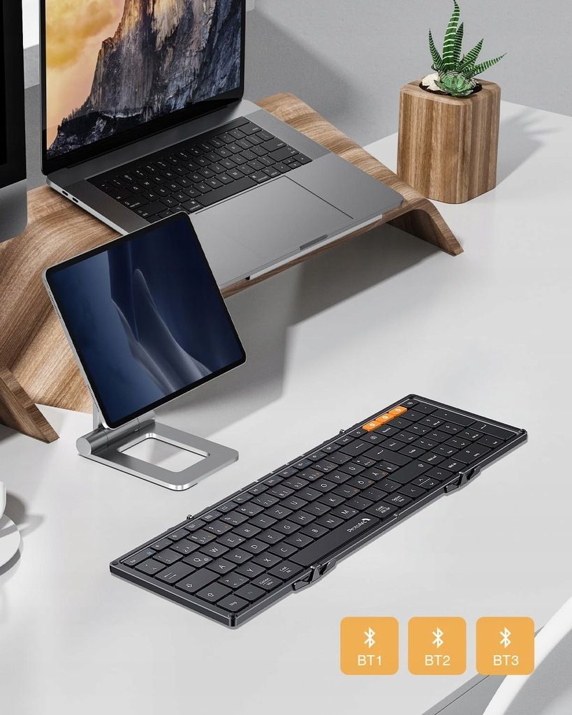Składana klawiatura bluetooth, Układ DE QWERTZ, iOS Windows Android