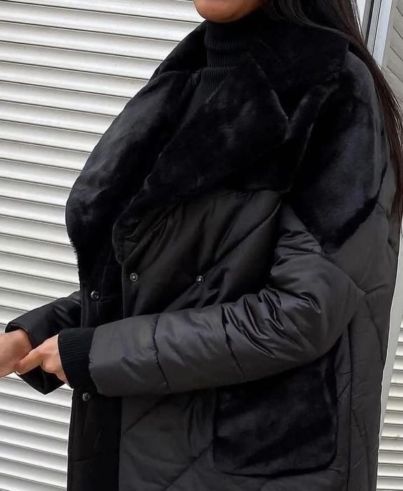 Плащ куртка пальто зимове з хутром розмір 52-54 XXL