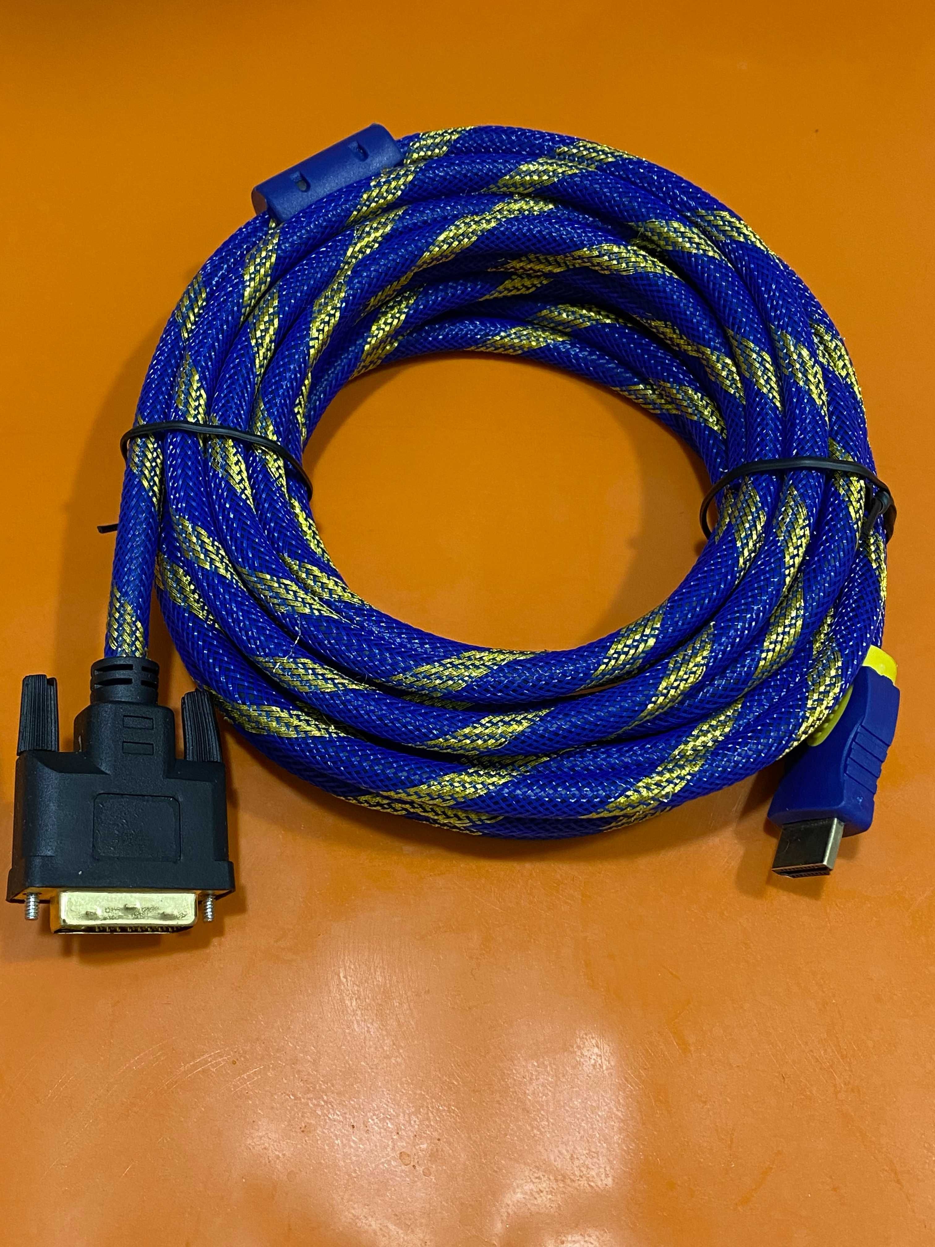 Кабель перехідник DVI - HDMI 5 метрів в оплетке с ферритами