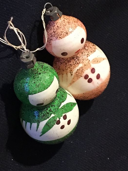 Bombki szklane babuszka Balbinka, PRL, 2 szt