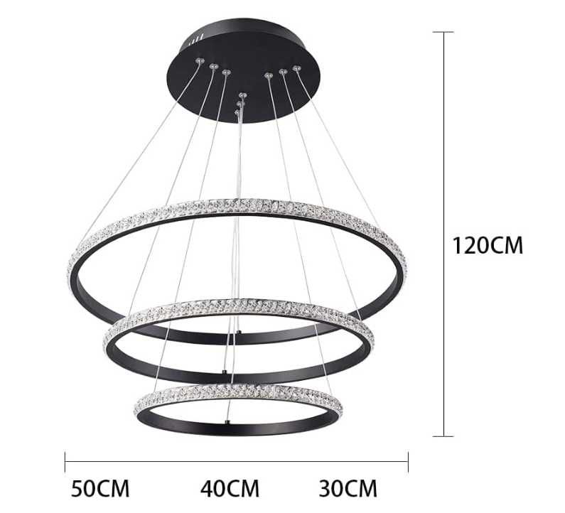 Lampa wisząca LED 3 pierścienie czarna
