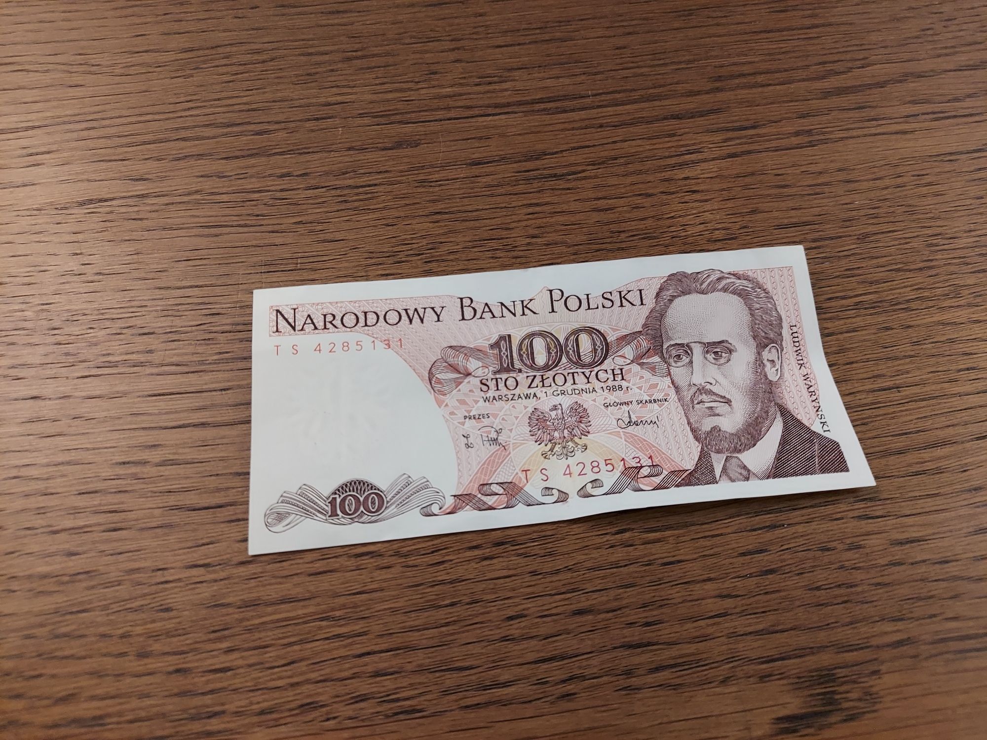 Banknot PRL 100 złotych Ludwik Waryński Nowy seria TS