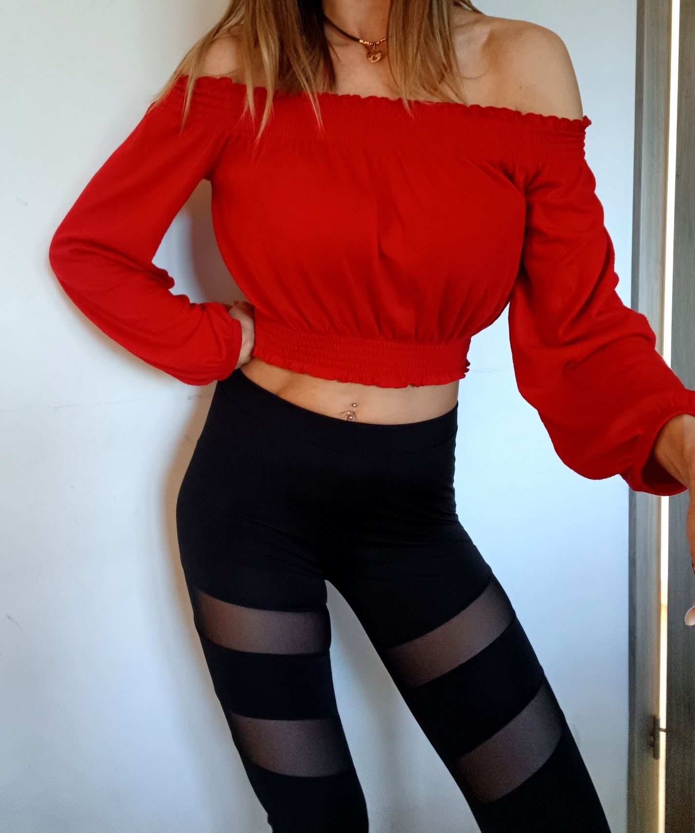 Crop top czerwony H&M S