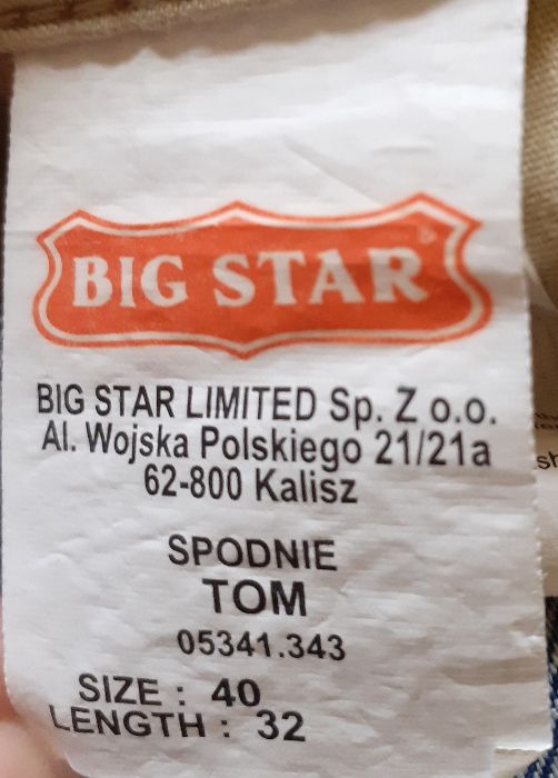 NOWE spodnie męskie Big Star W40 L 32