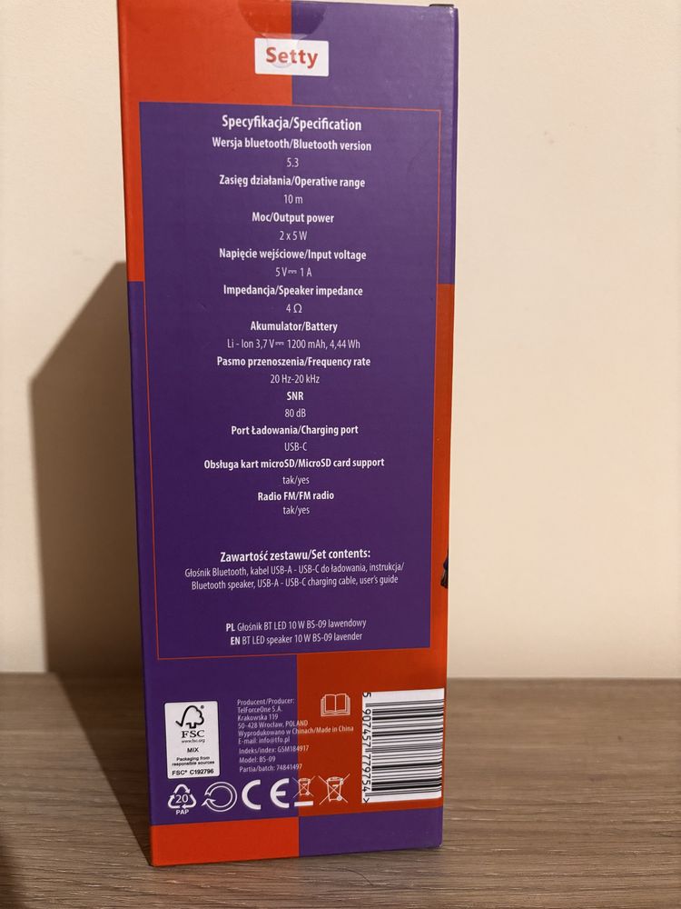 Głosnik bluetooth led 10 W