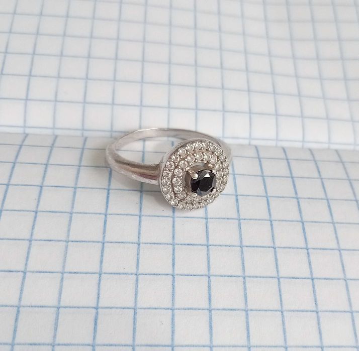 Колечко кільце з камнями, Срібло 925, Розмір 17,4