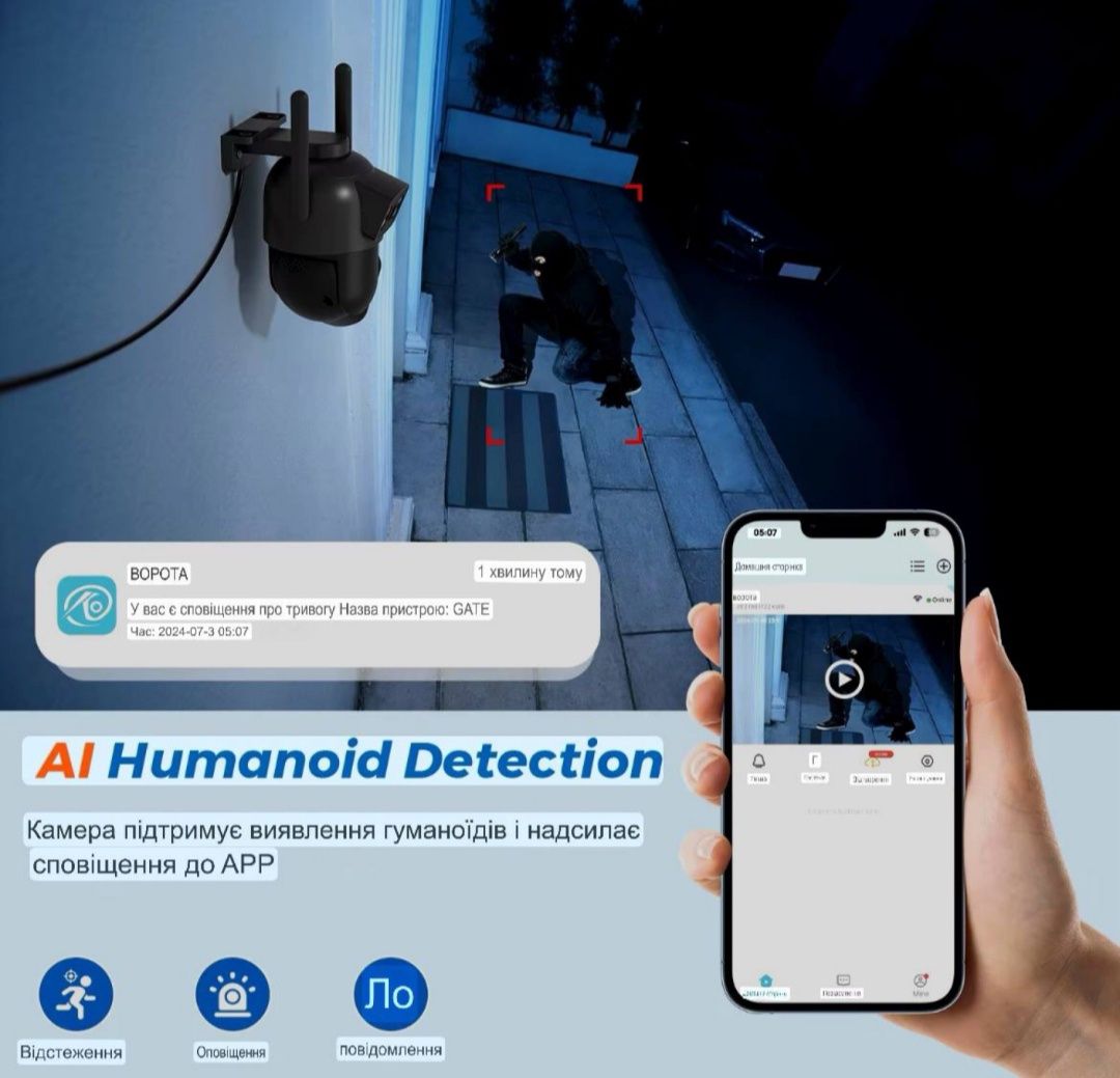Besder 10Мп уличная WiFi камера видеонаблюдения O-Kam Pro 5K 10MP Dual