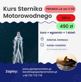 Kurs sternik motorowodny Gdańsk, patent 1 dzień