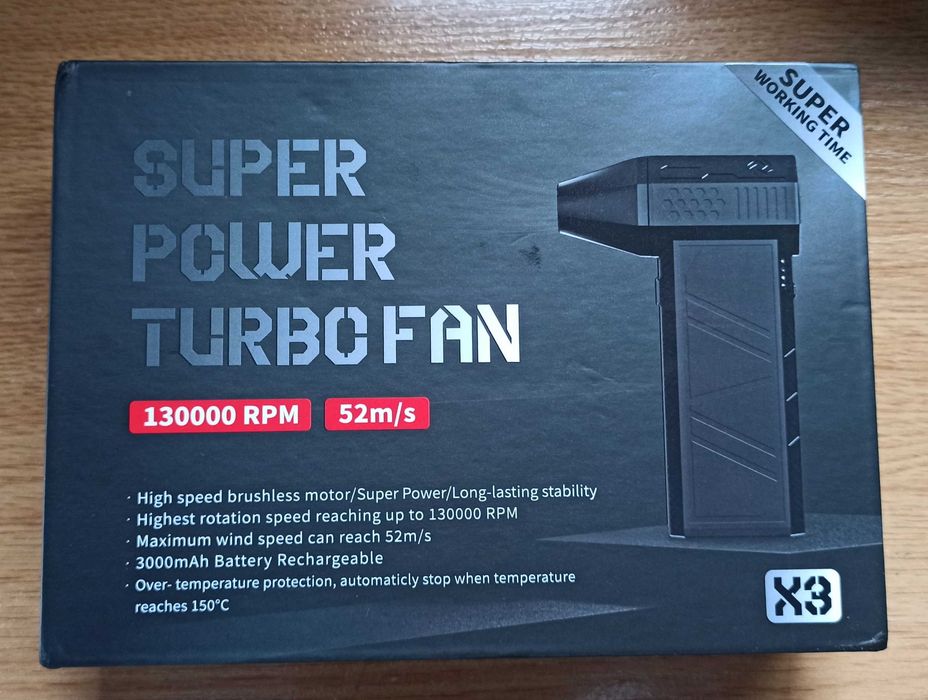 Mini Ventilador Turbo Jet, Espanador de Ar Elétrico 130000RPM