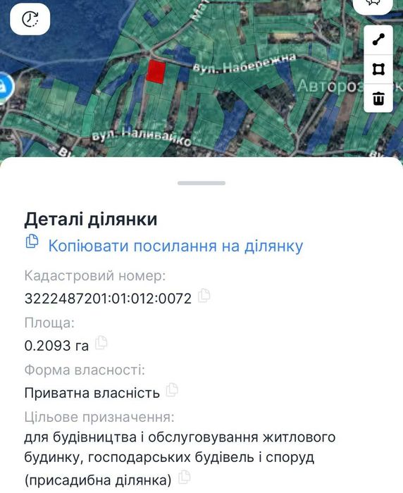 Продаж ділянки у гарному місці, вул.Набережна. с.Хотів. 0,2093 га