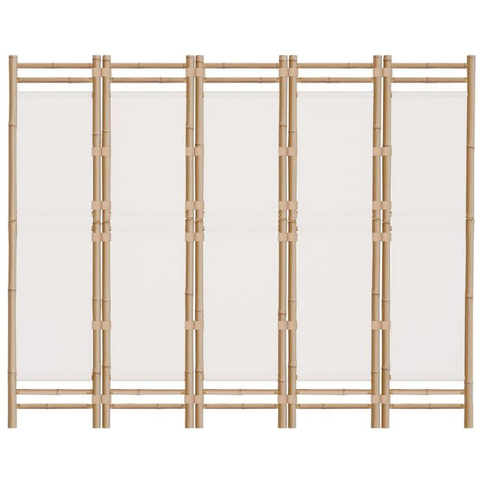 vidaXL Składany parawan 5-panelowy, 200 cm, bambus i płótno