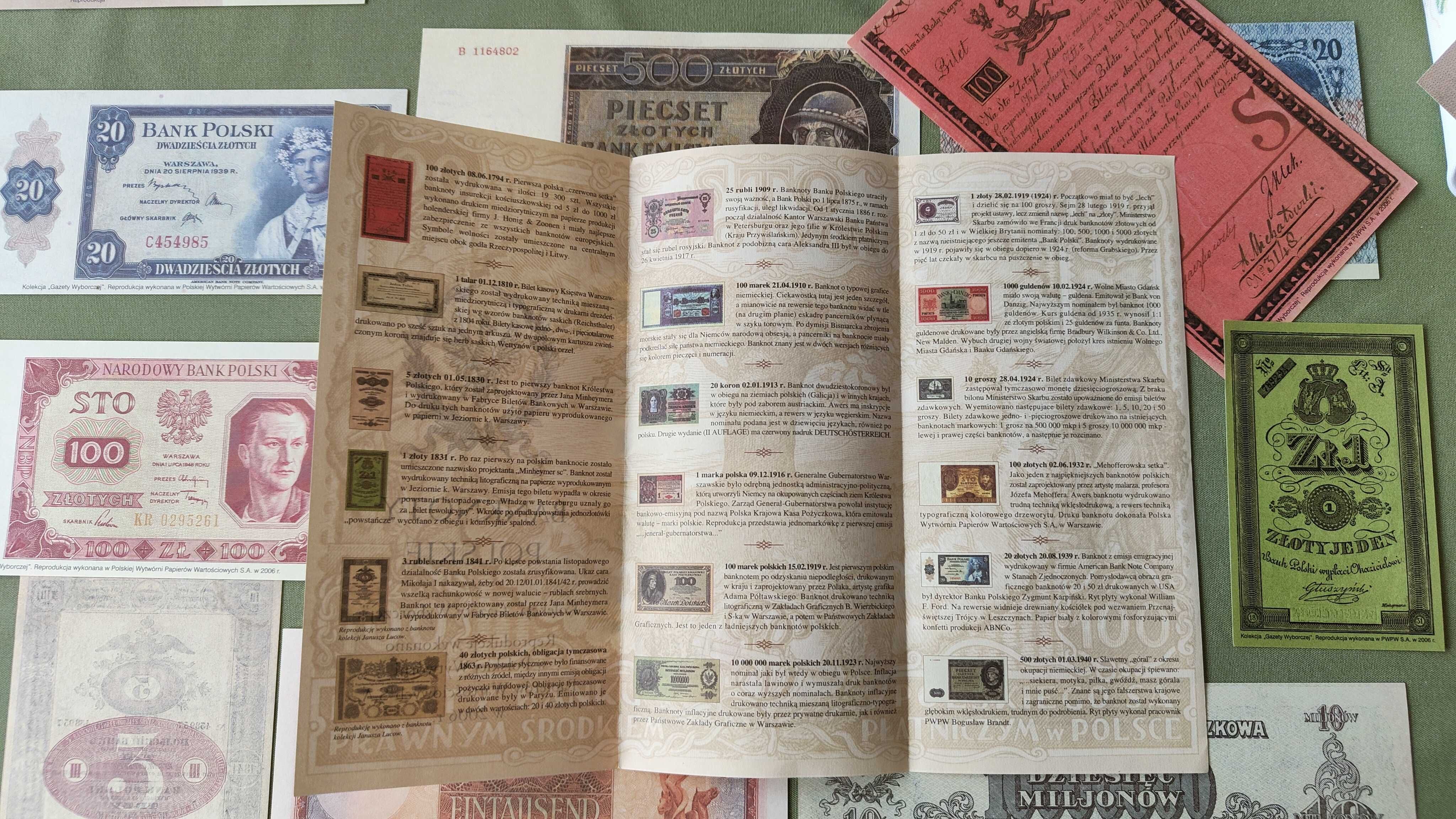 Kolekcja banknotów Gazety Wyborczej 22 sztuki wydruk PWPW