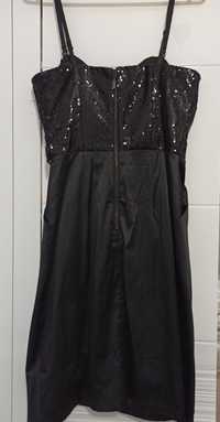 Sukienka glamour czarna z cekinami i kieszeniami, Reserved, 36
