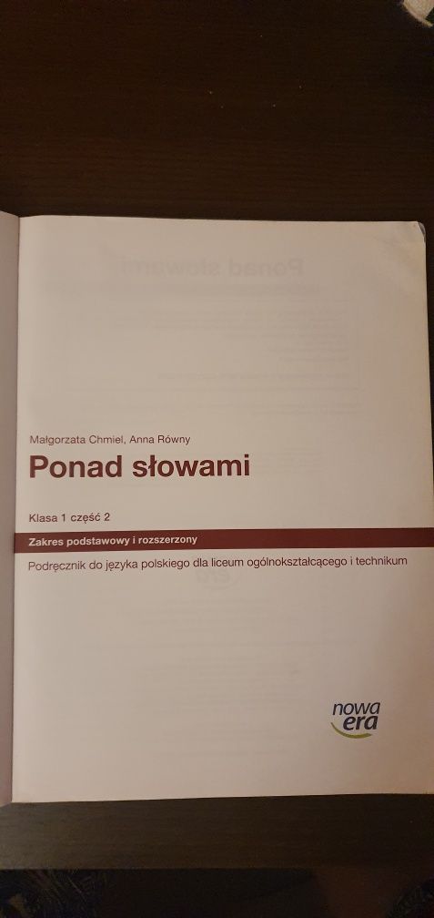 Podręcznik Ponad słowami klasa 1 zakres podstawowy i rozszerzony