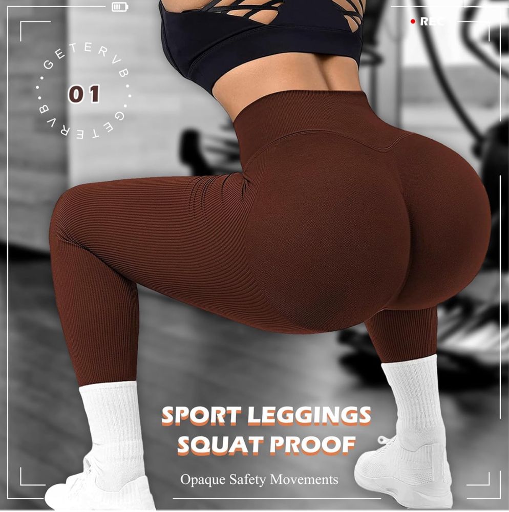 Sportowe legginsy damskie wysoki stan push up bezszwowe modelujące