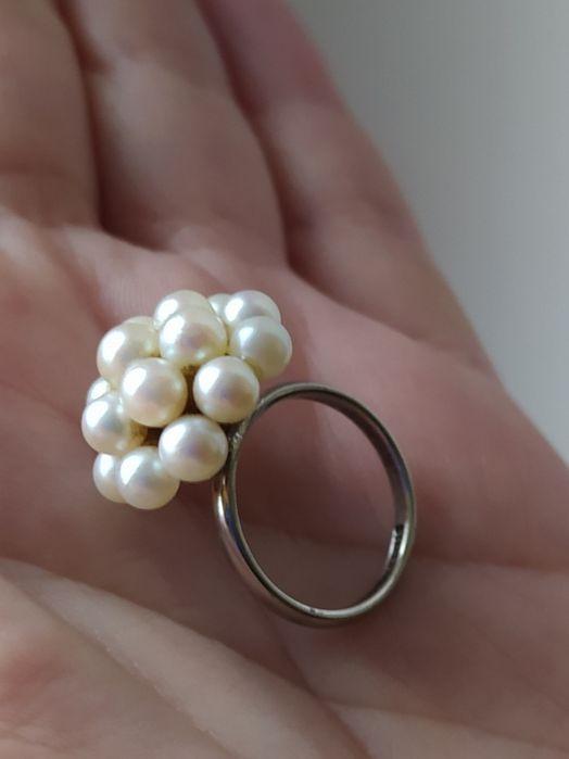 Perły pierścionek perełki srebro 925