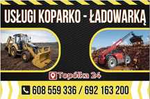 Usługi koparko-ładowarką, ładowarką teleskopową