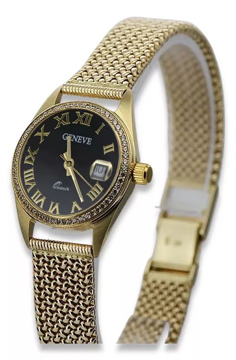 Złoty zegarek damski 14k z BRYLANTAMI Geneve lwd078ydbc&lbw003y Poznań