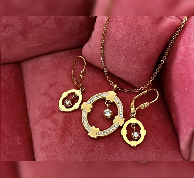 Komplet misie cyrkoniowy na prezent stal chirurgiczna 316L