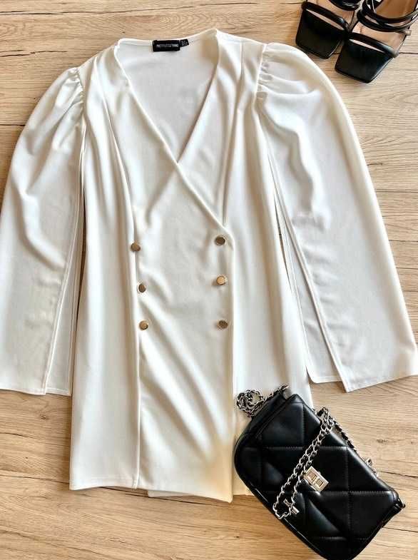 Sukienka elegancka rękaw marynarka koszulowa PrettyLittleThing S/36