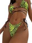 Sexy Dwuczęściowy Strój Kąpielowy BIKINI w Zebrę z Wiązaniami - M