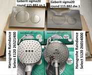 ВАУЦіна!Кнопка зливу унітазу Geberit SN1 DW1.Лійка Hansgrohe E120 S120