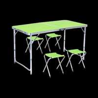 Алюминиевый прочный  складной столик с 4 стульями
для пикника с наборо