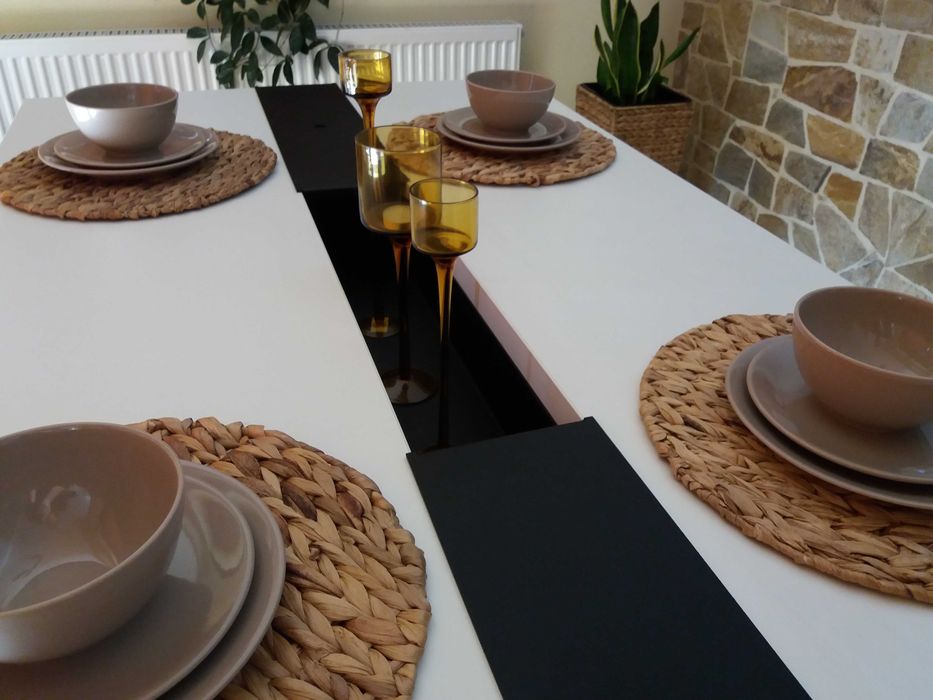 Stół 180x100 - dwa blaty, masywny, konstrukcja stalowa (nowy)