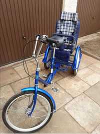 Rower trzykolowy z fotelem dla dziecka niepełnosprawnego