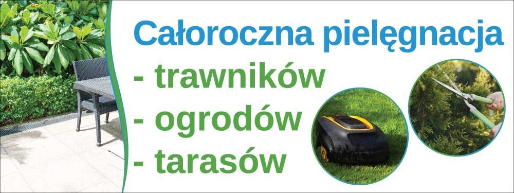 Całoroczna pielęgnacja trawników, ogrodów oraz tarasów