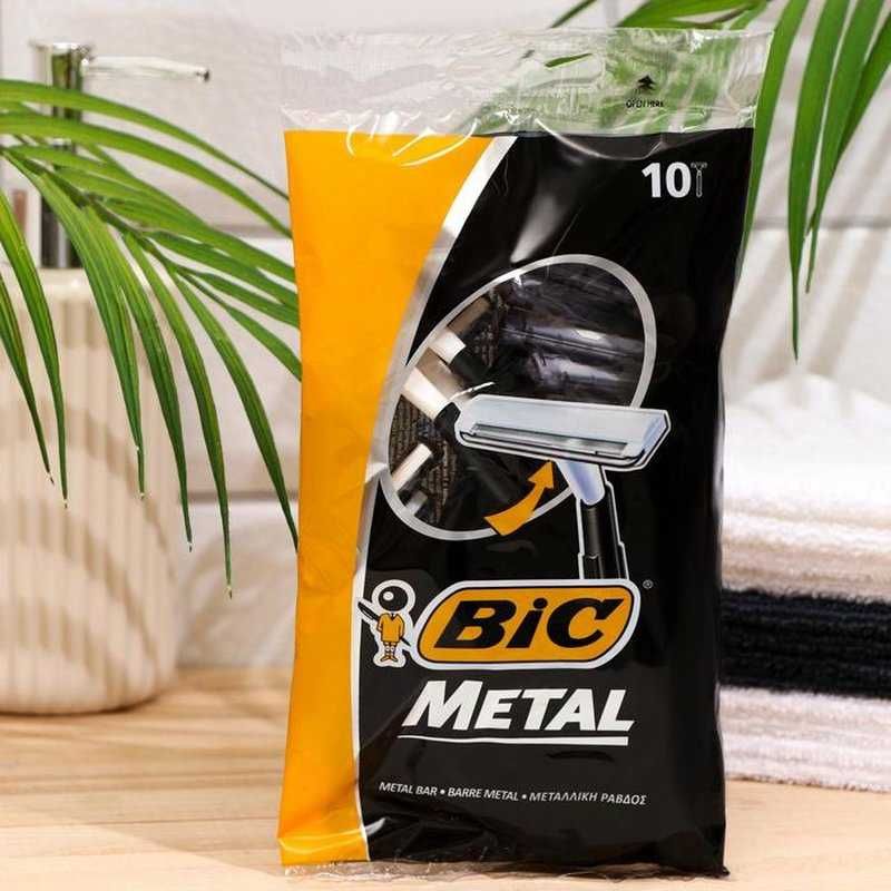 Бритва мужская одноразовая BIC Metal, 1 лезвие, 10 штук в упаковке