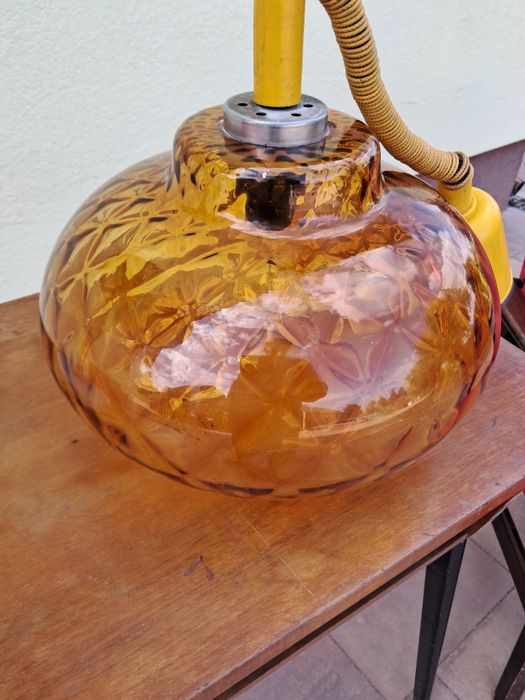 Klosz szklany PRL art deco Huta Kraków