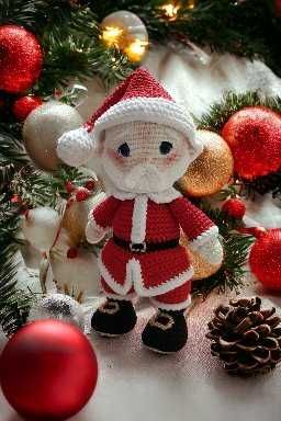 Decoração Pai Natal Amigurumi.