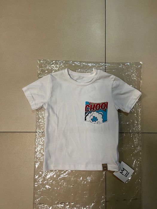 Biały T-shirt dziecięcy MIMI z kieszonką roz.92