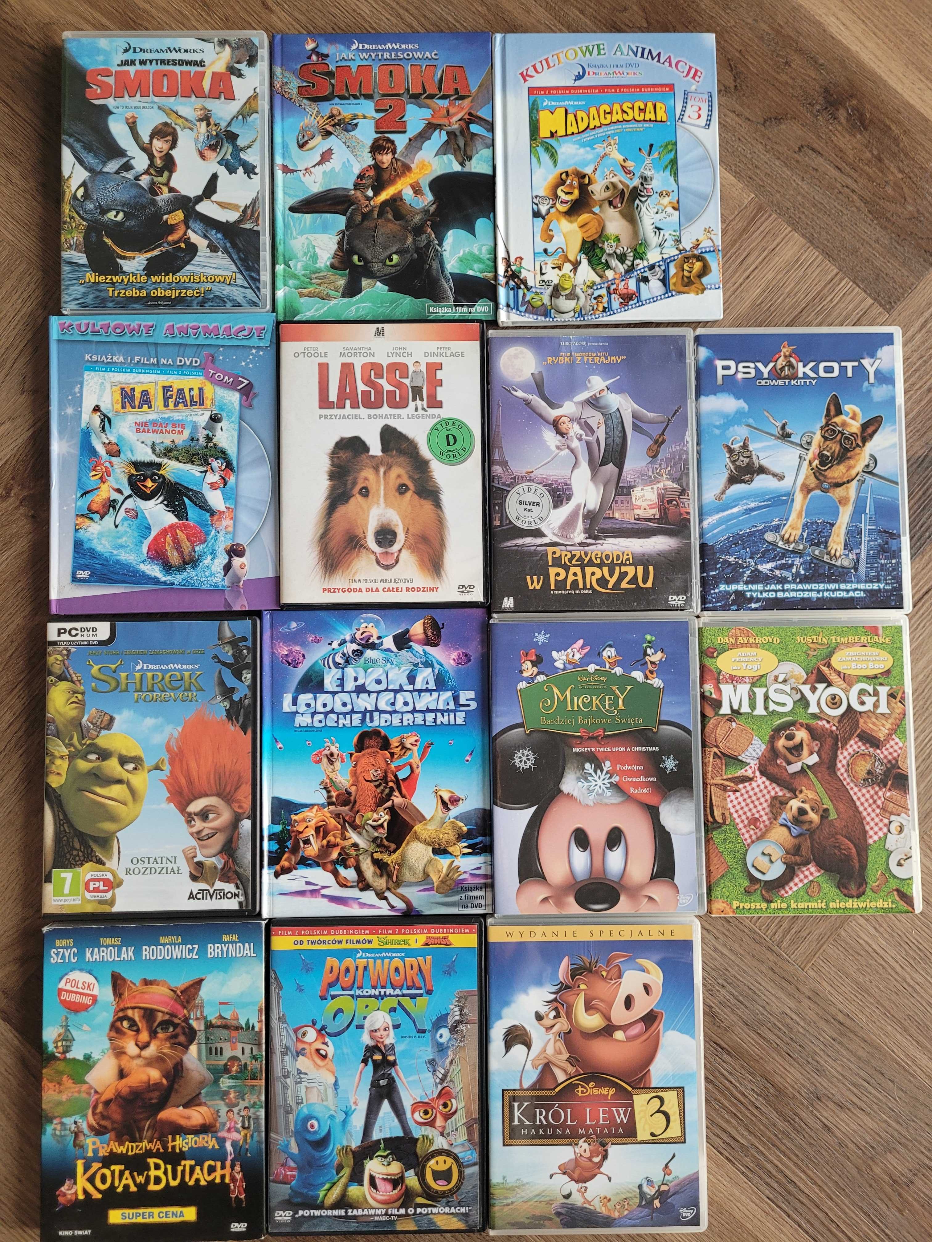 Bajki na DVD, Jak wytresować smoka, Shrek, Epoka lodowcowa, Lassie