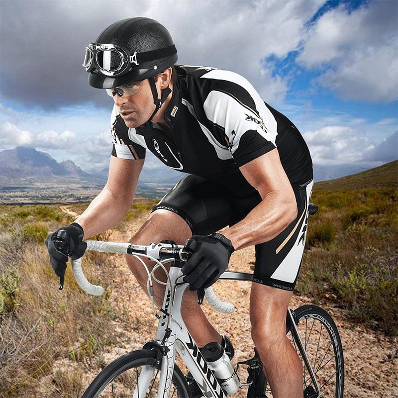 Kask rowerowy retro z okularami rozmiar M 56-60 cm