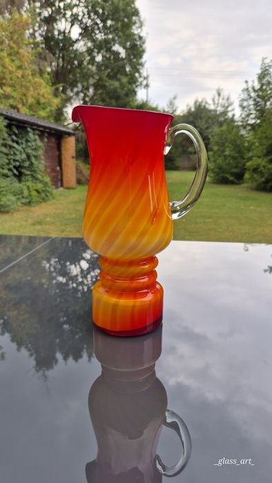 Dzban dzbanek Fiedorowicz Ząbkowice stare kolorowe szkło prl