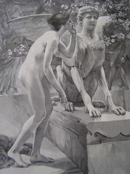 Jedno pytanie - Wuegelin - grafika - drzeworyt ilustracyjny - XIX w.