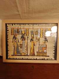 египетский рисунок на    папирусе под стеклом в рамке