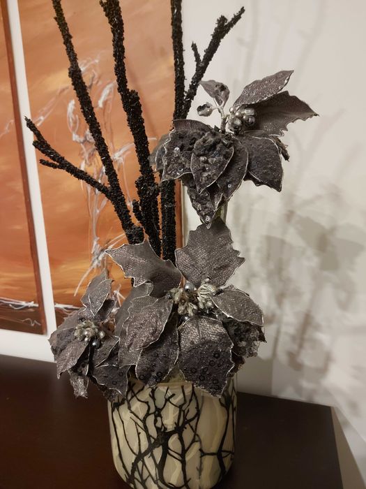 Vaso decorativo preto e cinza
