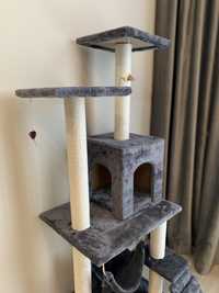 Кігтеточка - будиночок для кота, розмір 140*54*30 см в сірому ко