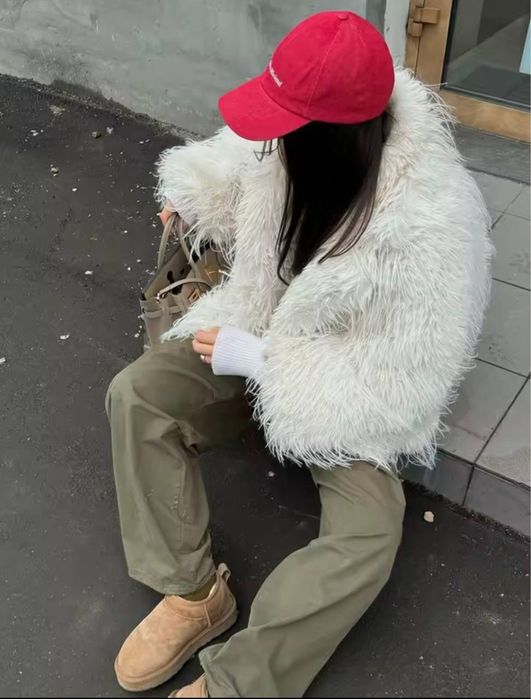 Жіноча шуба біла тепла лама тренд тедді хутро зімна нова