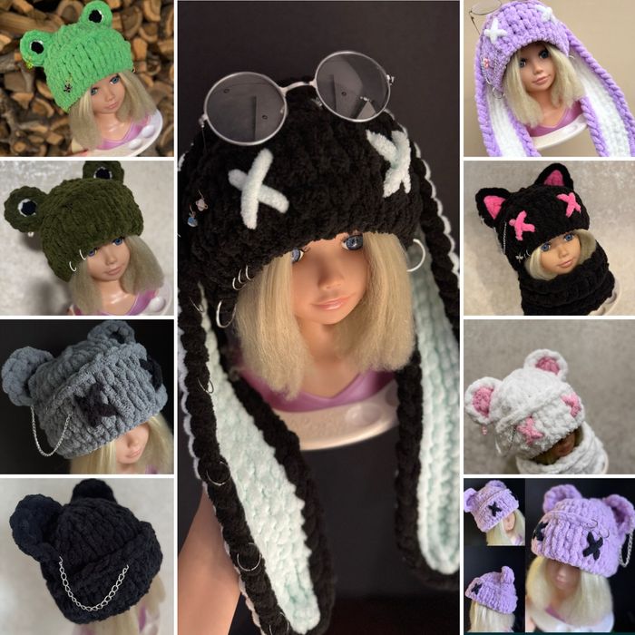 Шапка балаклава с ушами мишки,зайца плюшевая детская/взрослая