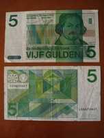 Nota de 5 Florins dos países baixos 1973 Holanda Coleccionável