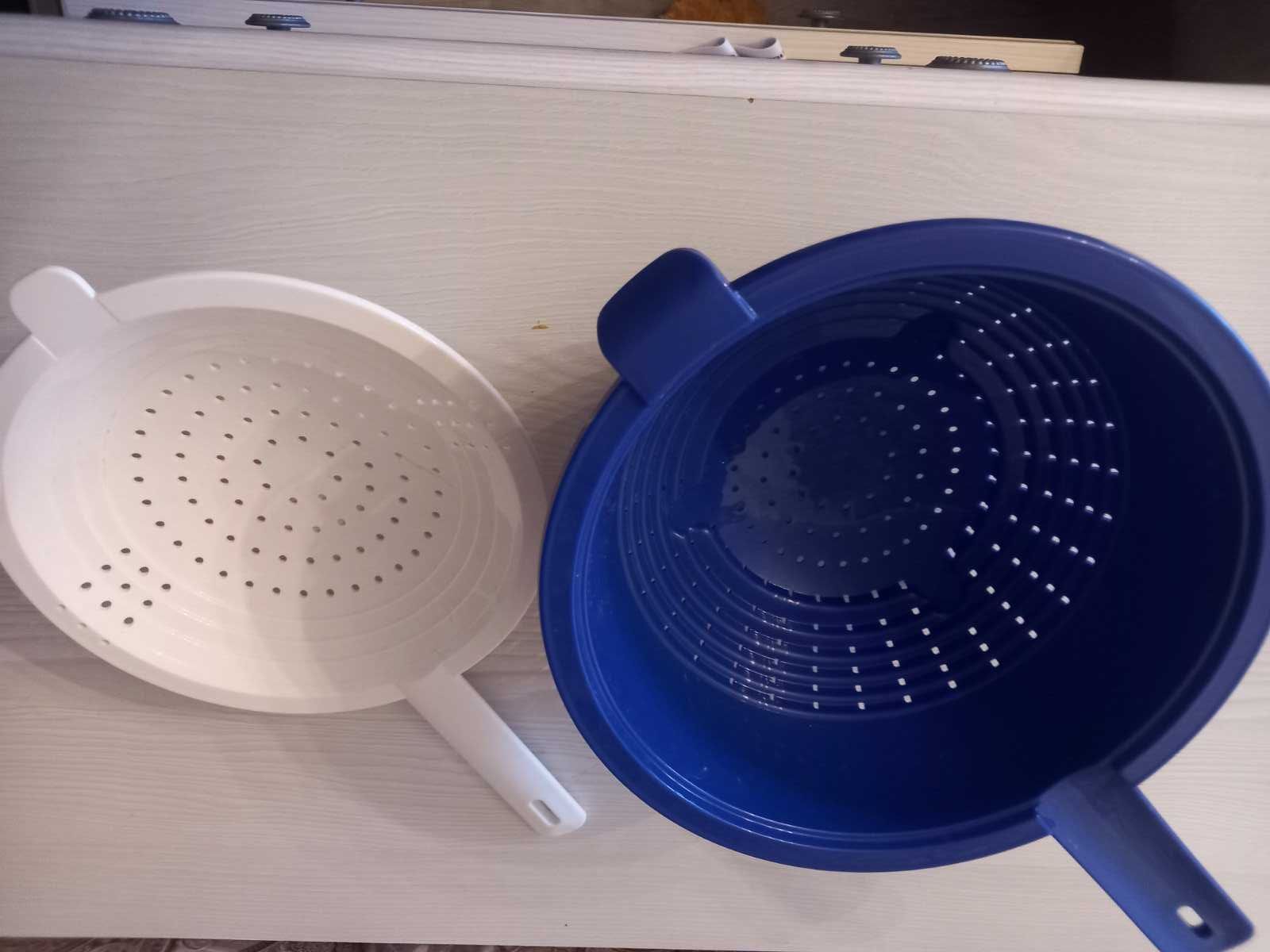 Двойной дуршлаг Tupperware сине-белый