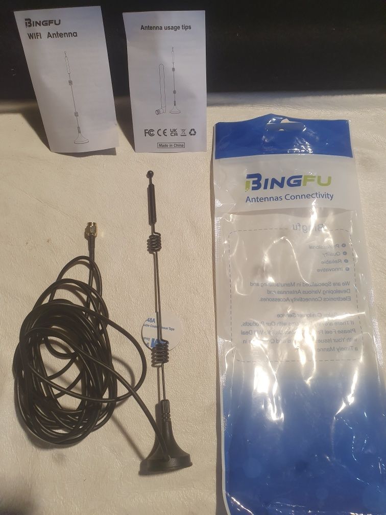Bingfu dookólna antena WiFi 9dBi MIMO RP-SMA dwuzakresowy 2,4 GHz 5,8