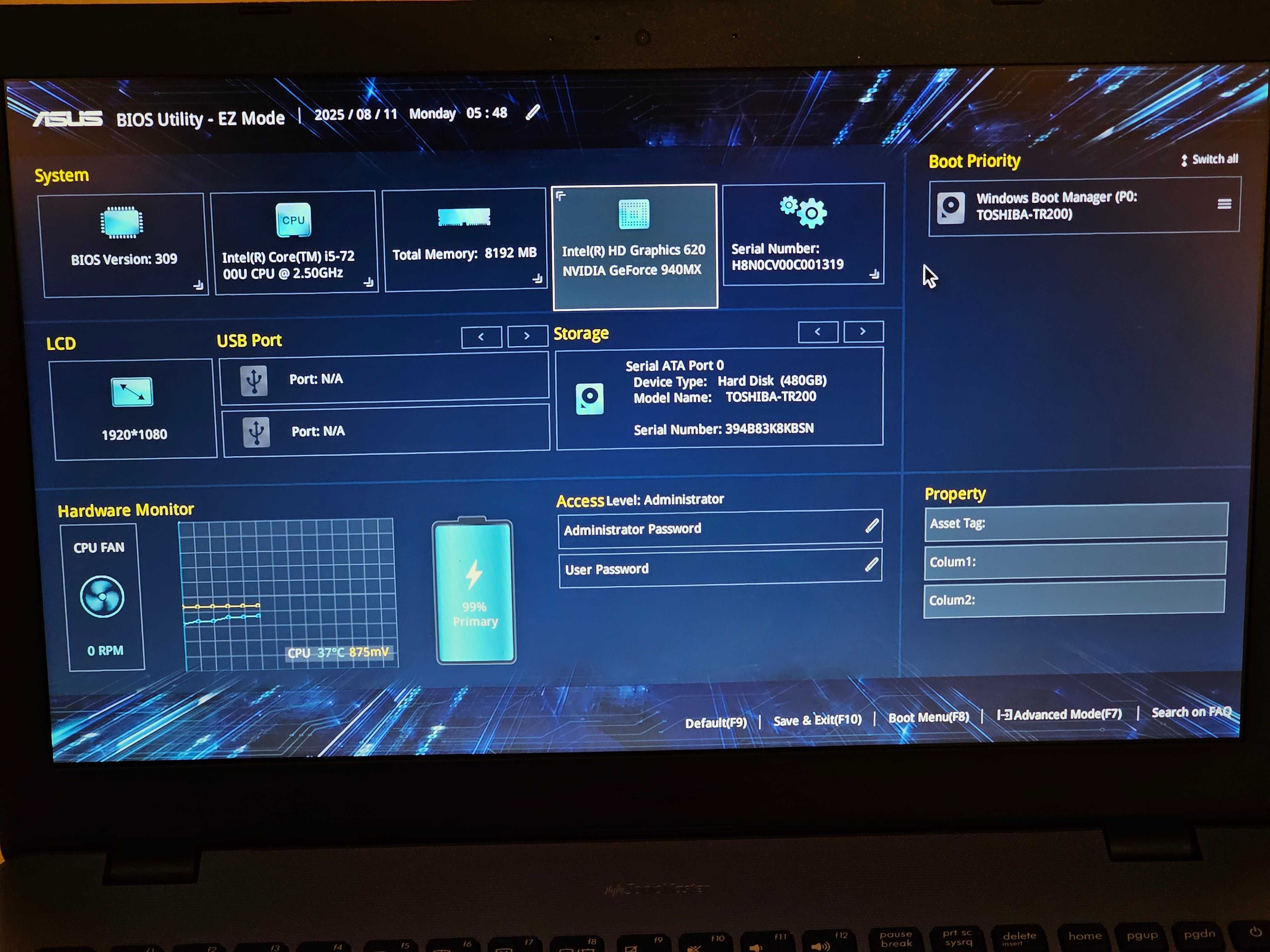 ASUS Vivobook 15,6"/i5/8Gb DDR4/SSD 480Gb/GeForce 940mx 2048Mb DDR5