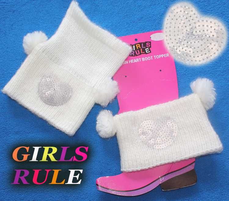 Nowe ocieplacze na buty z cekinowymi serduszkami Girls Rule